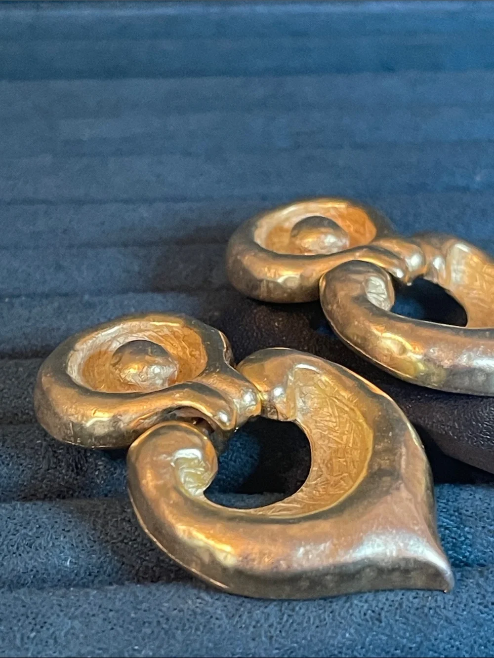 Vintage Anne Klein Runway Aesthetic Gold-Tone Door-Knocker Clip On Earrings